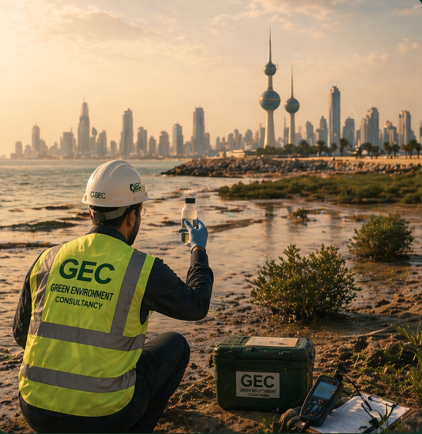 فريق البيئة الخضراء في موقع ميداني بالكويت